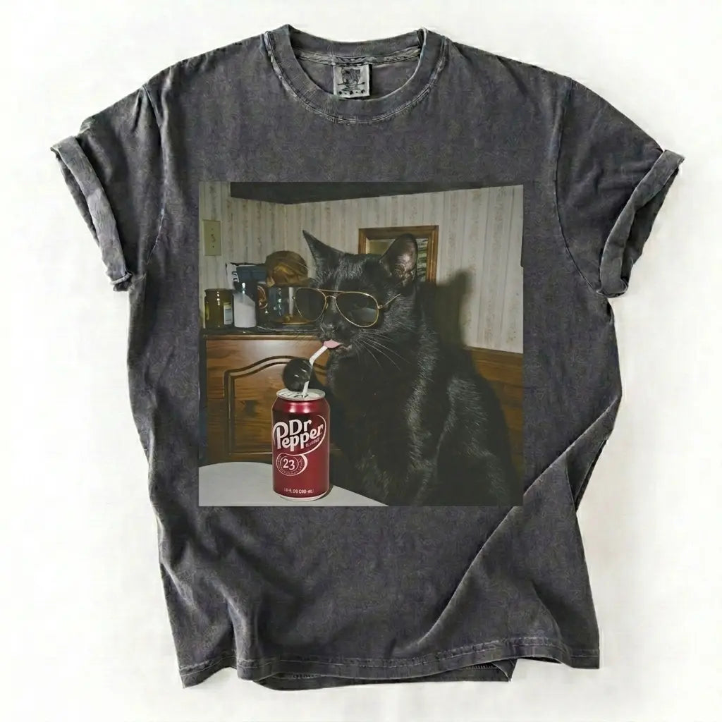 Cat Breeds Drinking Soda Graphic T-Shirt