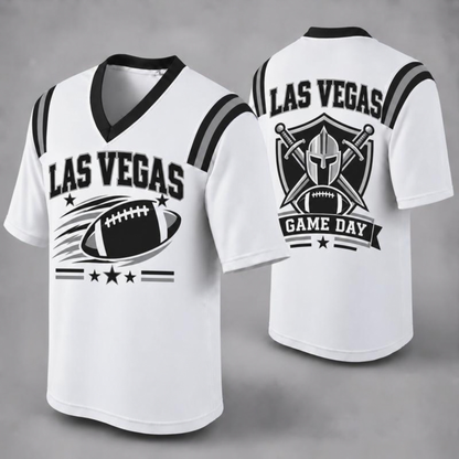 Unisex Football Fan Jersey - White V-Neck Mesh Game Day Shirt (32 Teams)
