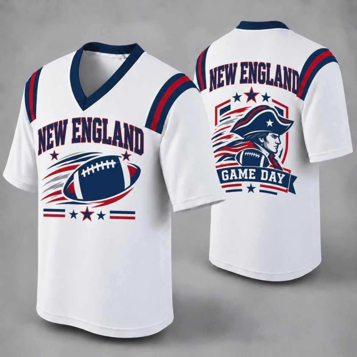 Unisex Football Fan Jersey - White V-Neck Mesh Game Day Shirt (32 Teams)
