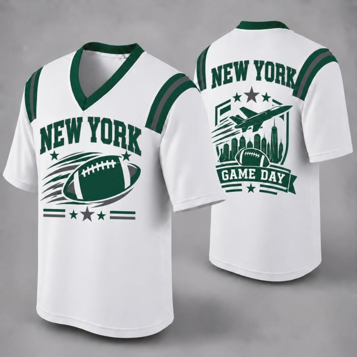 Unisex Football Fan Jersey - White V-Neck Mesh Game Day Shirt (32 Teams)