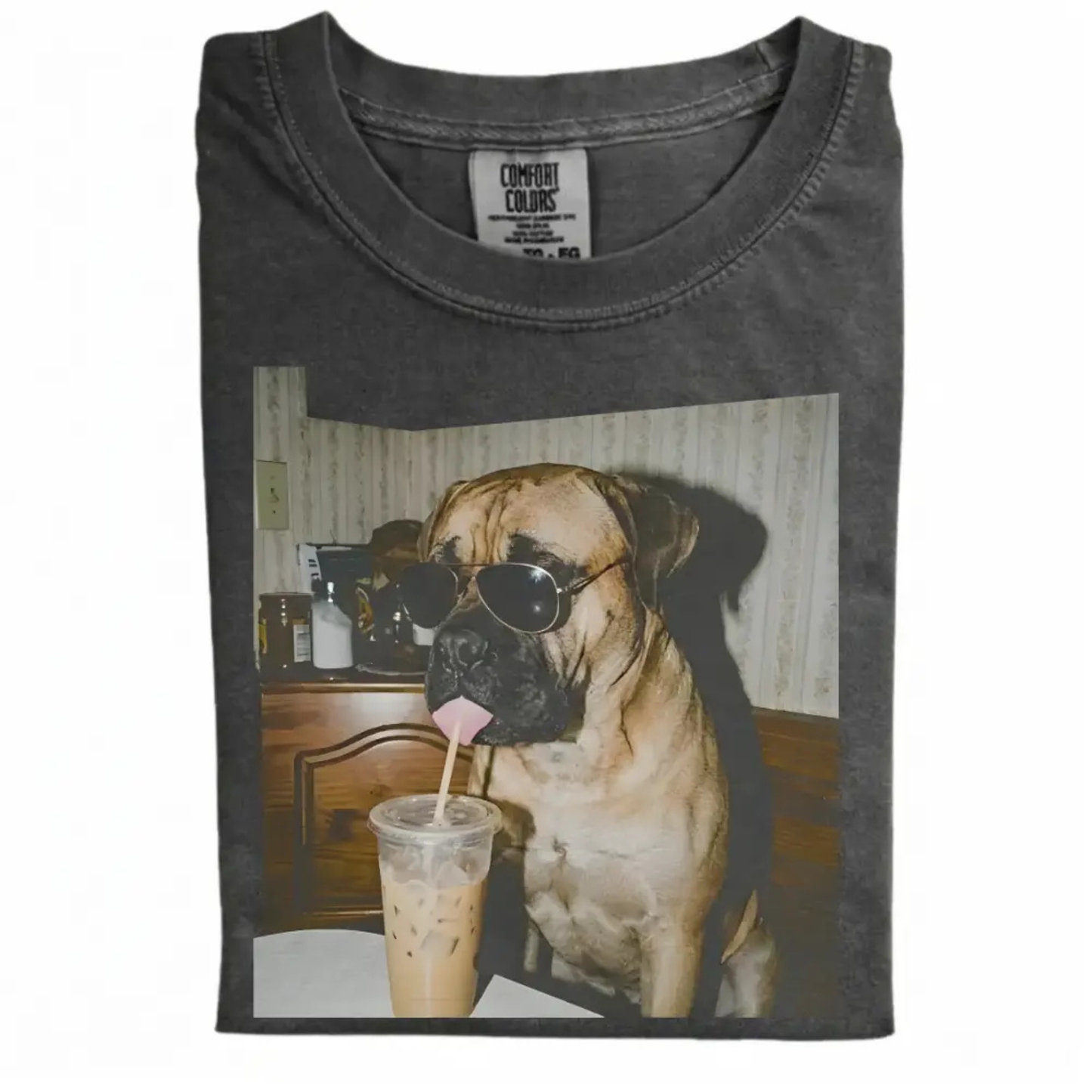 Dog Iced Coffee Tee – Vintage 90s Funny Edgy Dog Meme Shirt