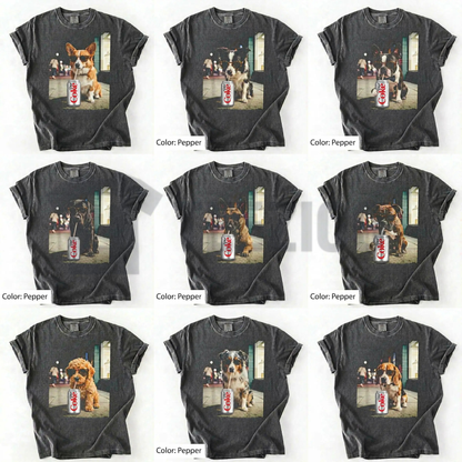 Dogs Drinking Diet Soda T-Shirt – Retro Golden Retriever Graphic Tee