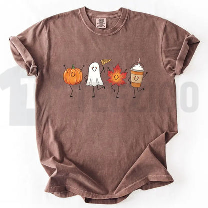 Cute Autumn Pumpkin Ghost Comfort Colors Shirt – Retro Spooky Halloween Tee