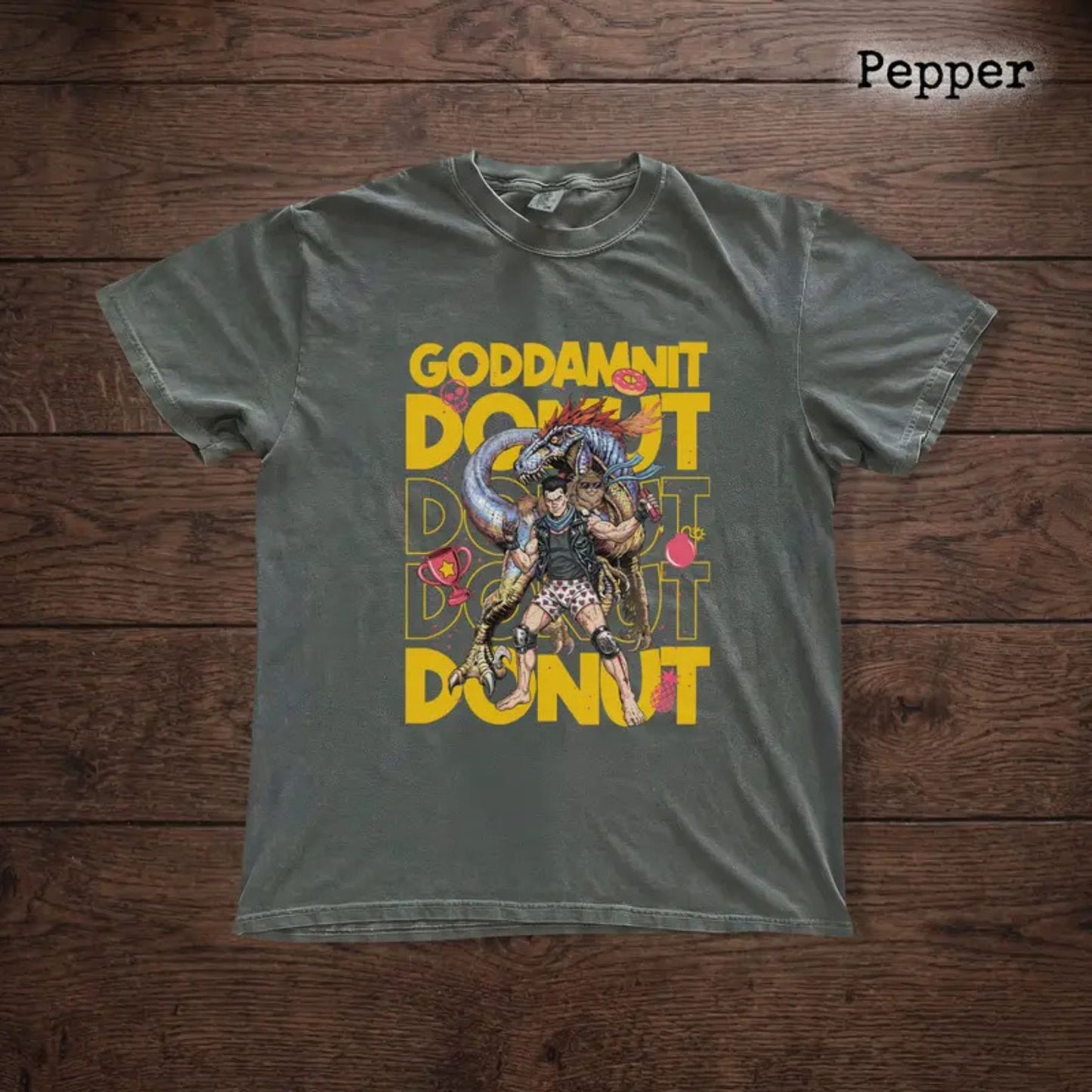 Comfort Colors Goddamnit Donut T-Shirt – Funny Sci-Fi Action Graphic Tee, Vintage Humor Shirt for Men & Women