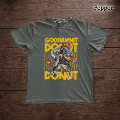 Comfort Colors Goddamnit Donut T-Shirt – Funny Sci-Fi Action Graphic Tee, Vintage Humor Shirt for Men & Women