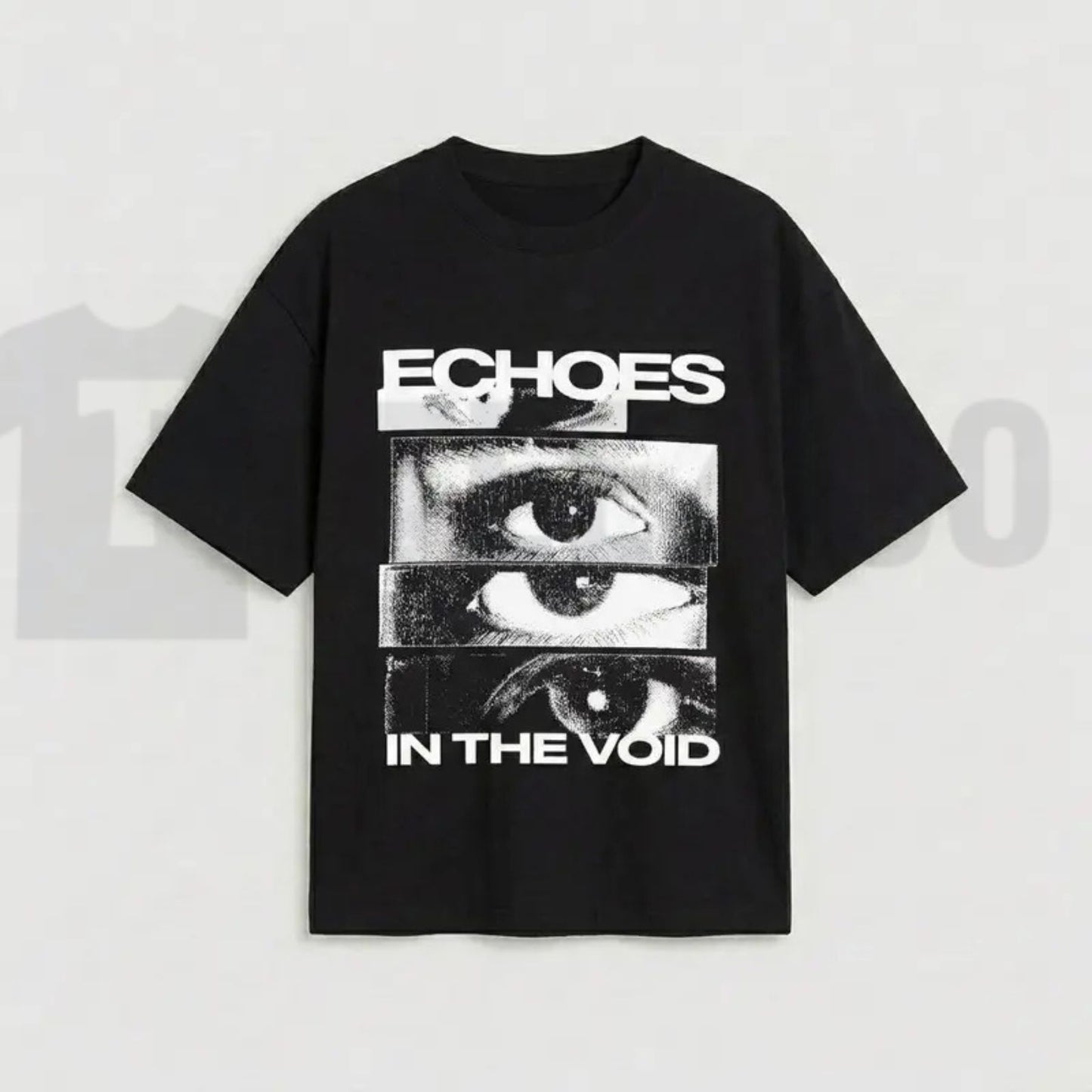 Mens Oversized Retro Glitch Art Eye Tee – USA Made Cotton Graphic Shirt