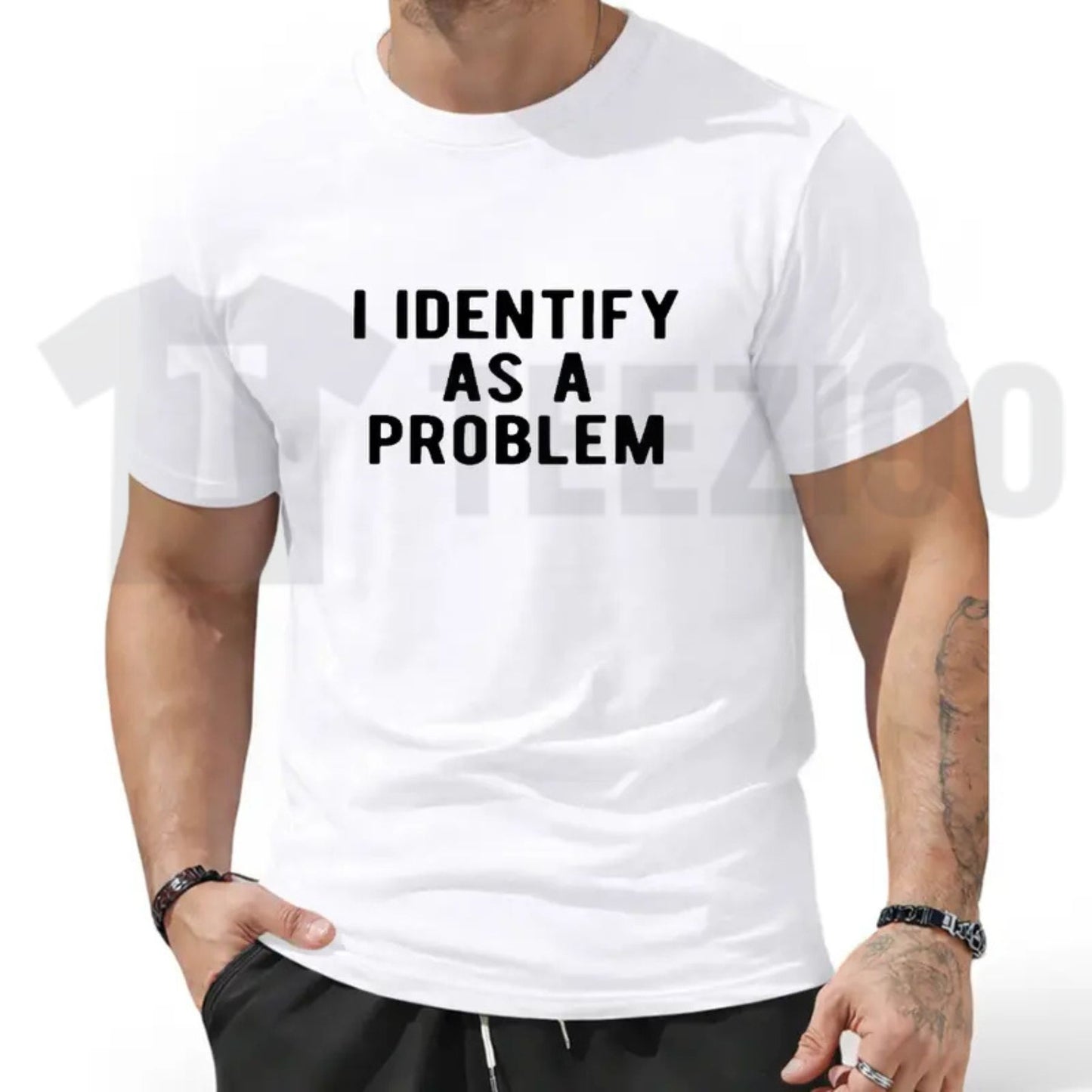 I Identify As A Problem Tee – Funny Sarcastic Heavyweight Streetwear Shirt
