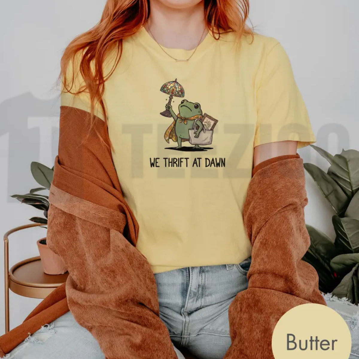 Funny Frog Meme We Thrift At Dawn Comfort Colors Shirt