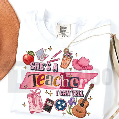 She's a Teacher I Can Tell Comfort Colors Shirt – Funny Retro Educator Graphic Tee