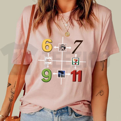 69 67 9/11 7-11 Funny Gen Z Absurdist Humor Graphic T-Shirt