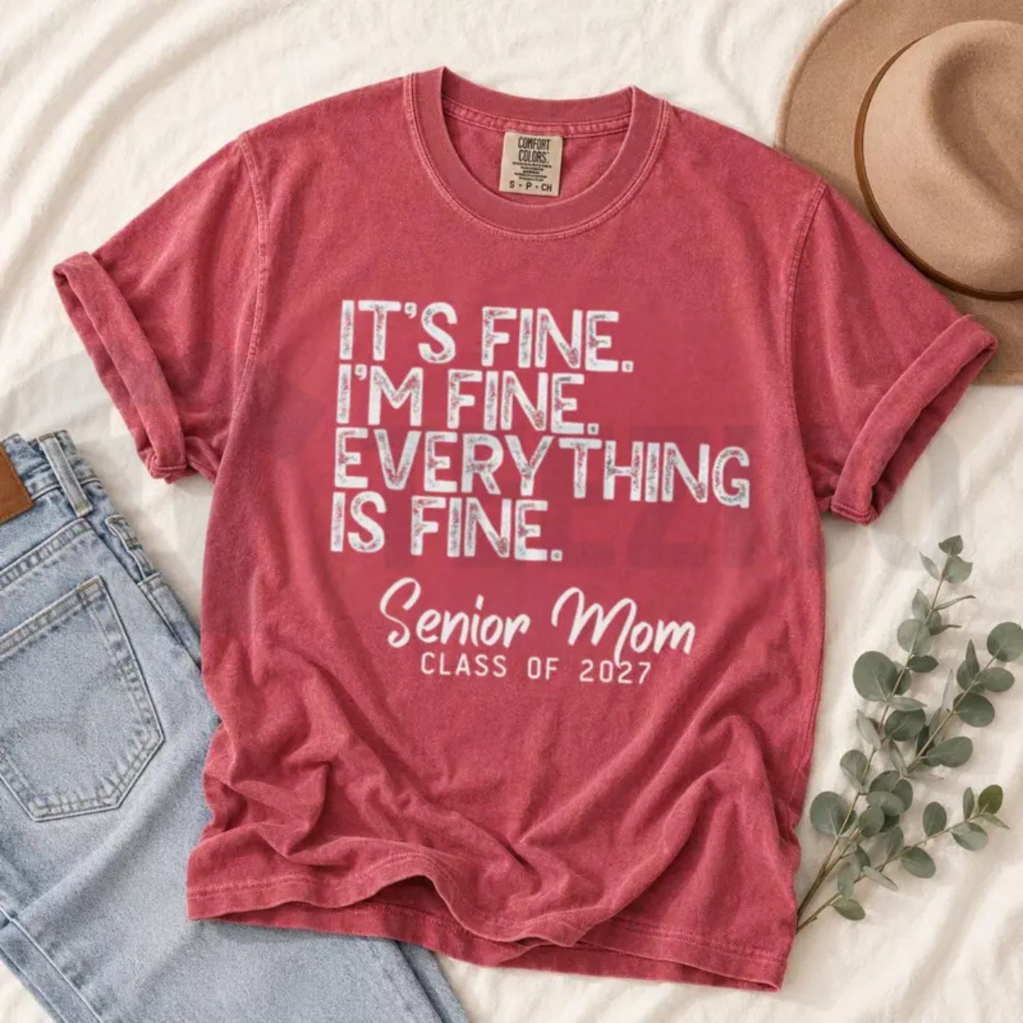 Class of 2027 Senior Mom Comfort Colors Shirt – Retro Graduation Varsity Tee