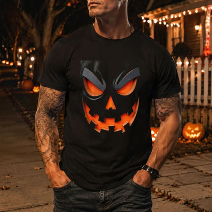 Spooky Halloween Top – Men's Scary Evil Jack O' Lantern Graphic Apparel