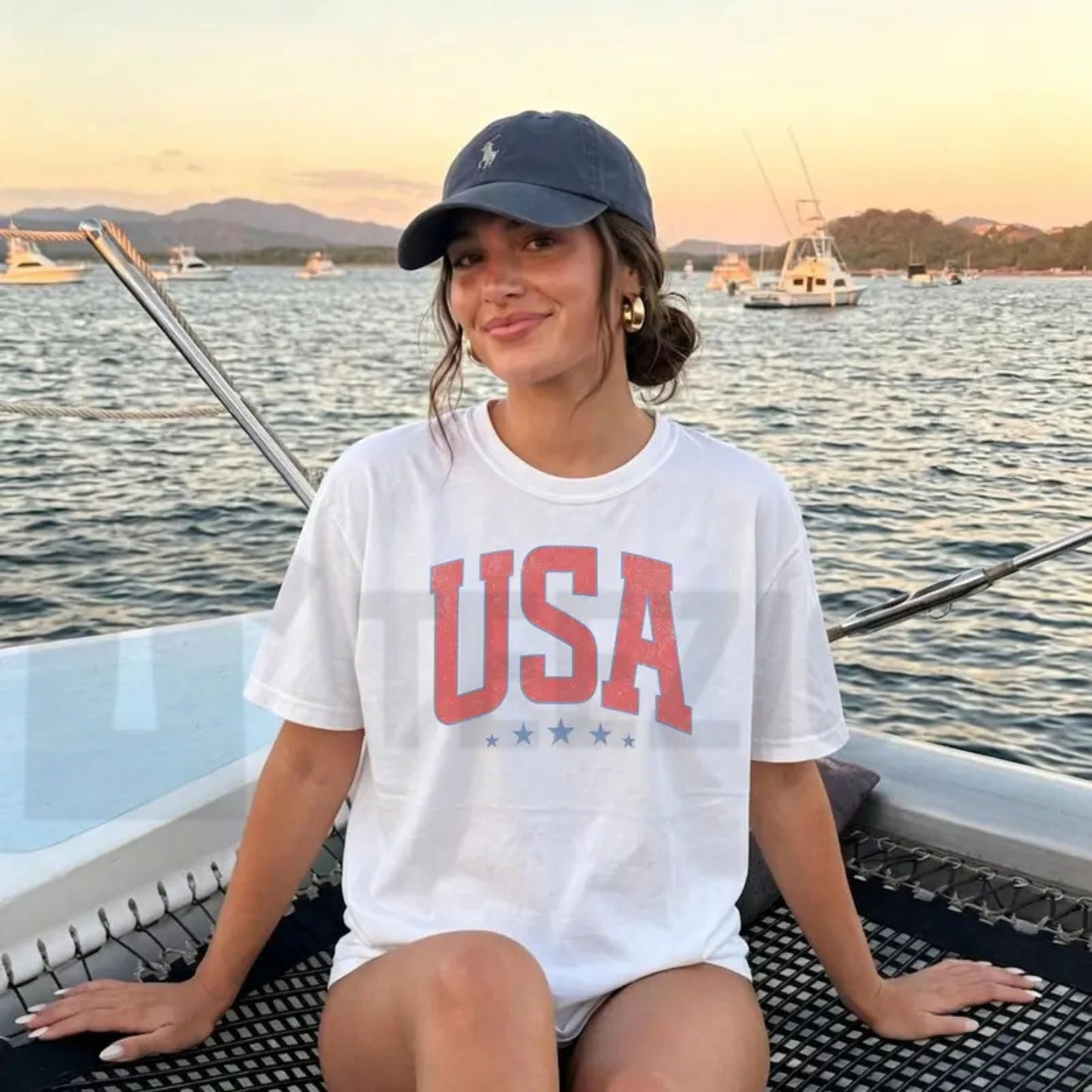 Retro America 4th of July Trendy Preppy Oversized Patriotic USA Aesthetic T-Shirt
