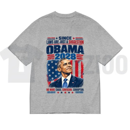 Retro Campaign Typography Top – Obama 2028 Bold Election Graphic Apparel