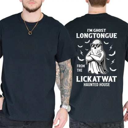 Spooky Halloween Haunted House Top – Ghost Longtongue Funny Graphic Apparel