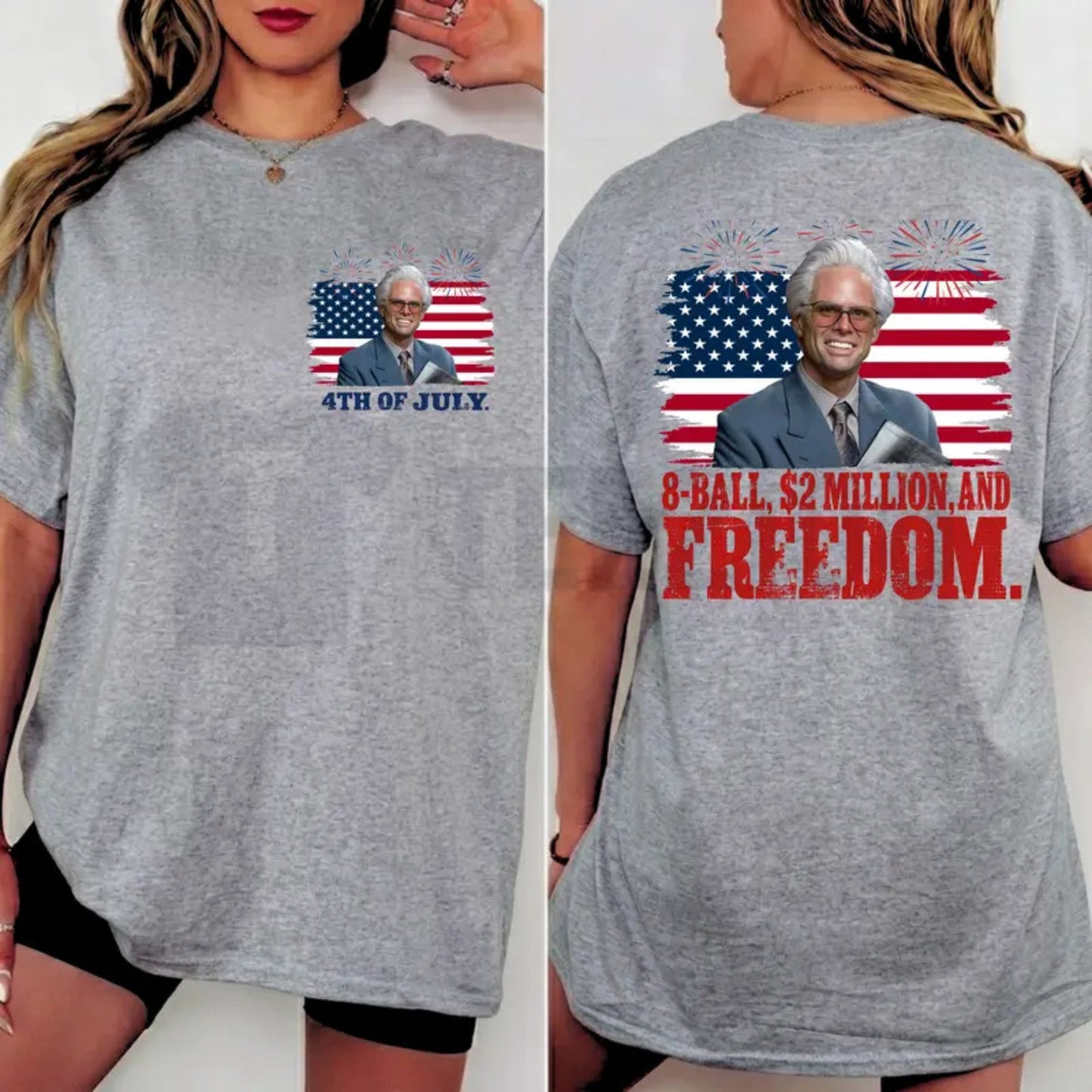 Baby Billy 4th of July 8-Ball Funny Patriotic Graphic T-Shirt