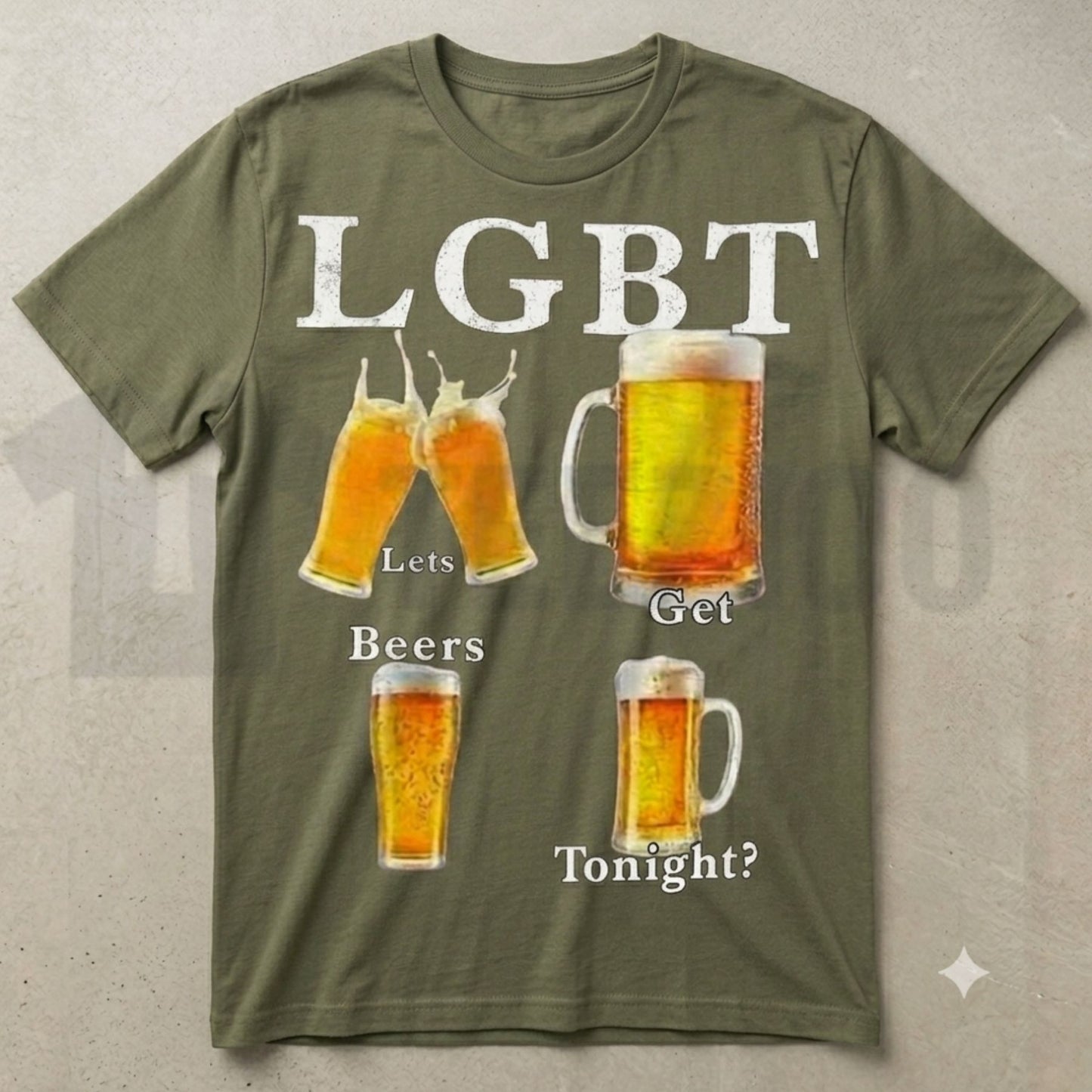 Funny LGBT Lets Get Beer Tonight Sarcastic Beer Pun Graphic T-Shirt