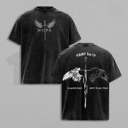 Isaiah 54:17 Armor of God Vintage Washed T-Shirt – Christian Sword & Shield Graphic Tee