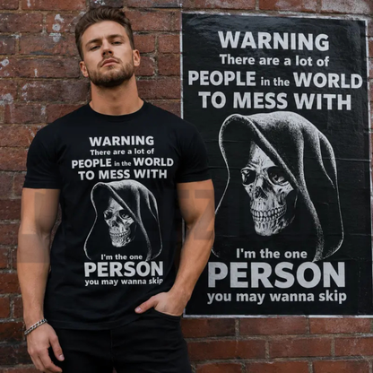 Sarcastic Grim Reaper Graphic Top – High Contrast Skull Dark Humor Apparel