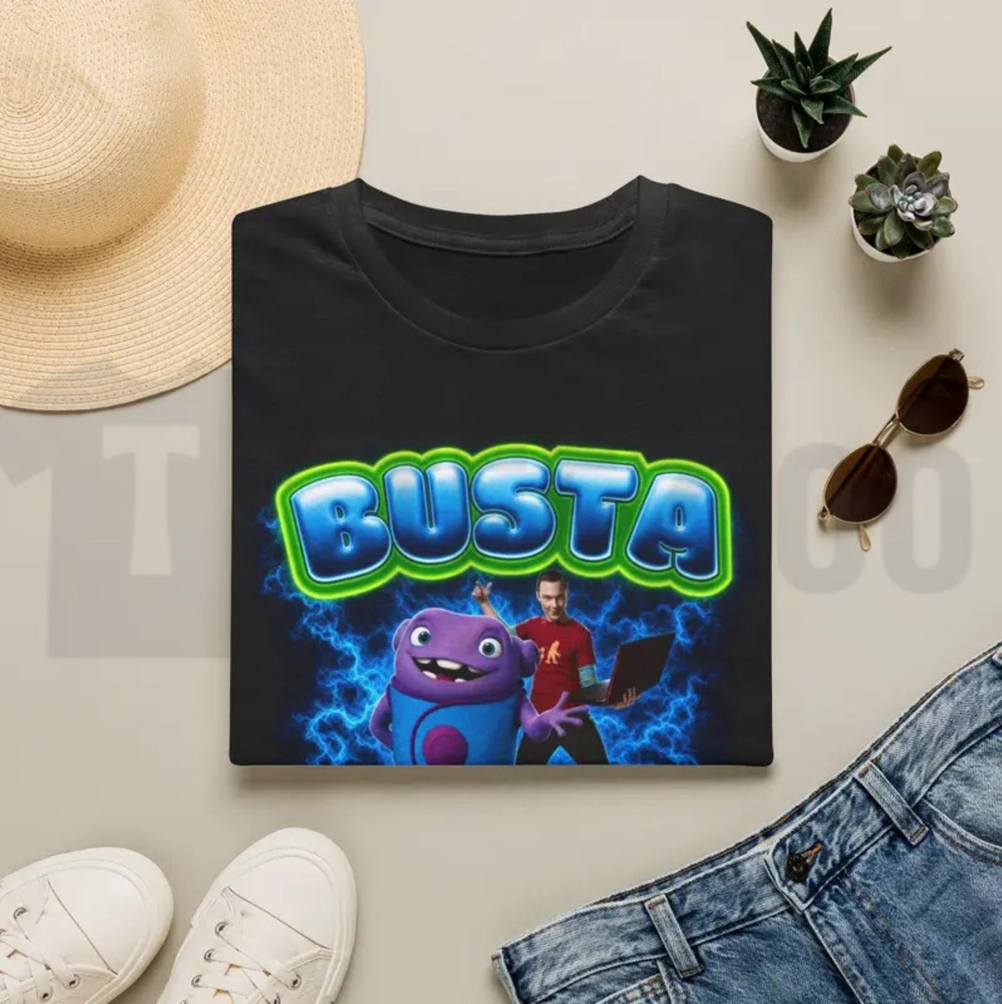 Busta Lime Funny Colorful Cartoon Alien Hip Hop Music Graphic T-Shirt