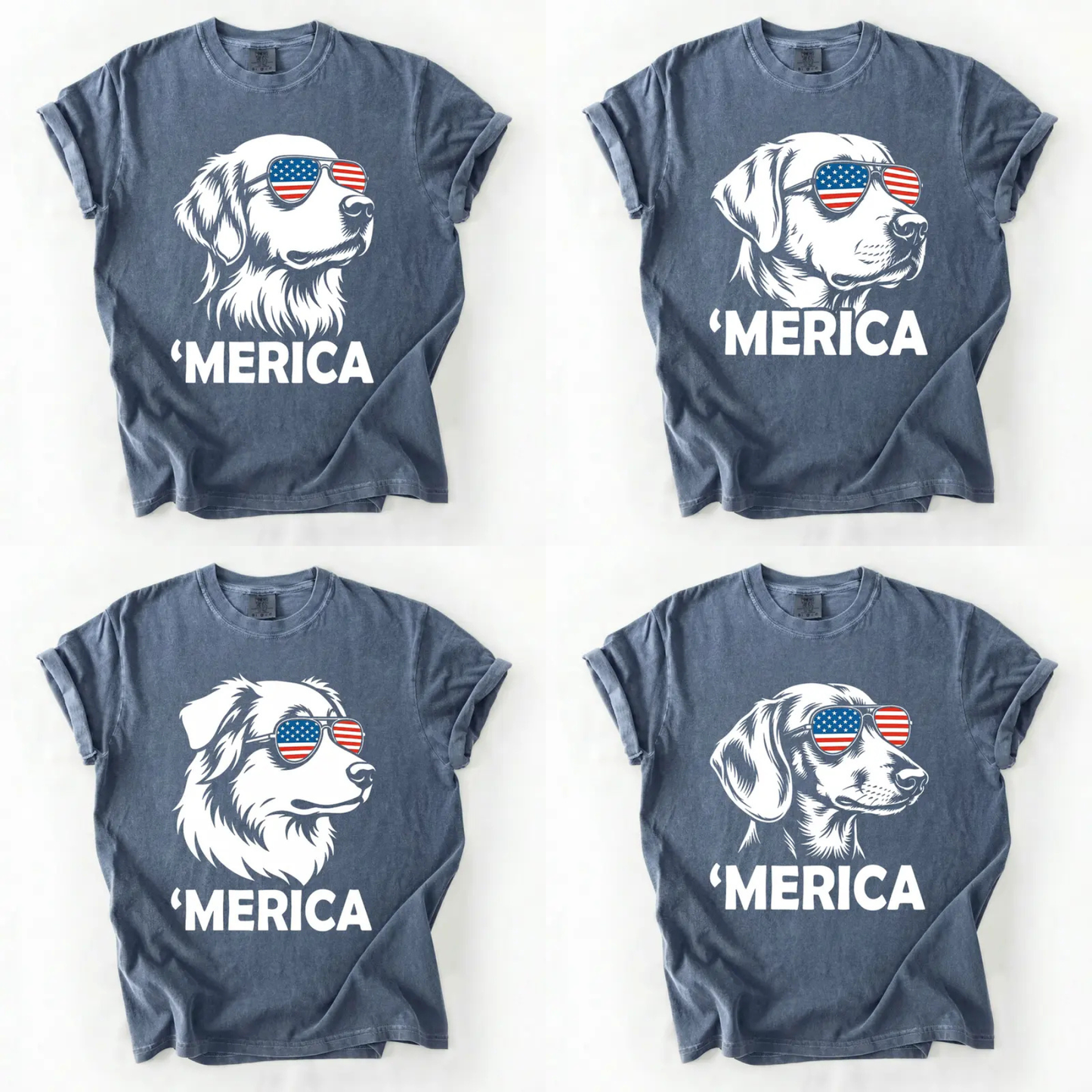 Patriotic Dog T-Shirt – Comfort Colors® 4th of July Golden Retriever Tee