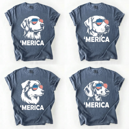 Patriotic Dog T-Shirt – Comfort Colors® 4th of July Golden Retriever Tee