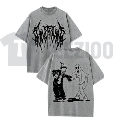 Ghostemane Spooky Halloween Graphic Washed Tee – Dark Vintage Streetwear Shirt