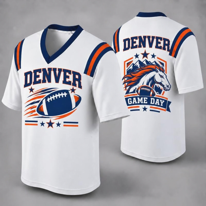 Unisex Football Fan Jersey - White V-Neck Mesh Game Day Shirt (32 Teams)