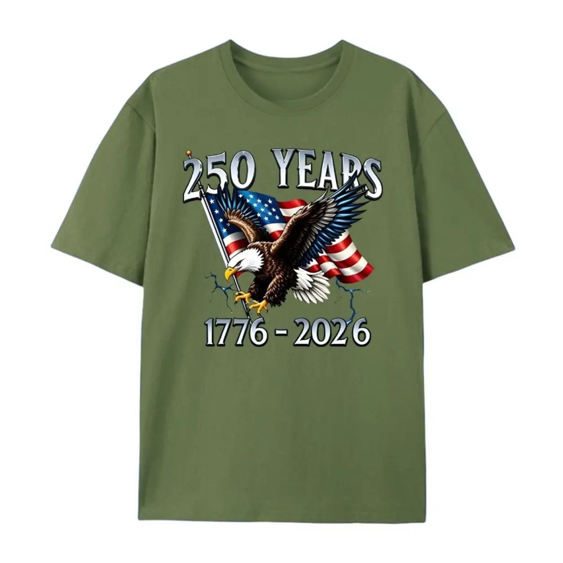 "250 Years of Liberty" T-Shirt – 1776–2026 Eagle & USA Flag Patriotic Graphic Tee, Unisex Cotton Shirt. - Teezioo