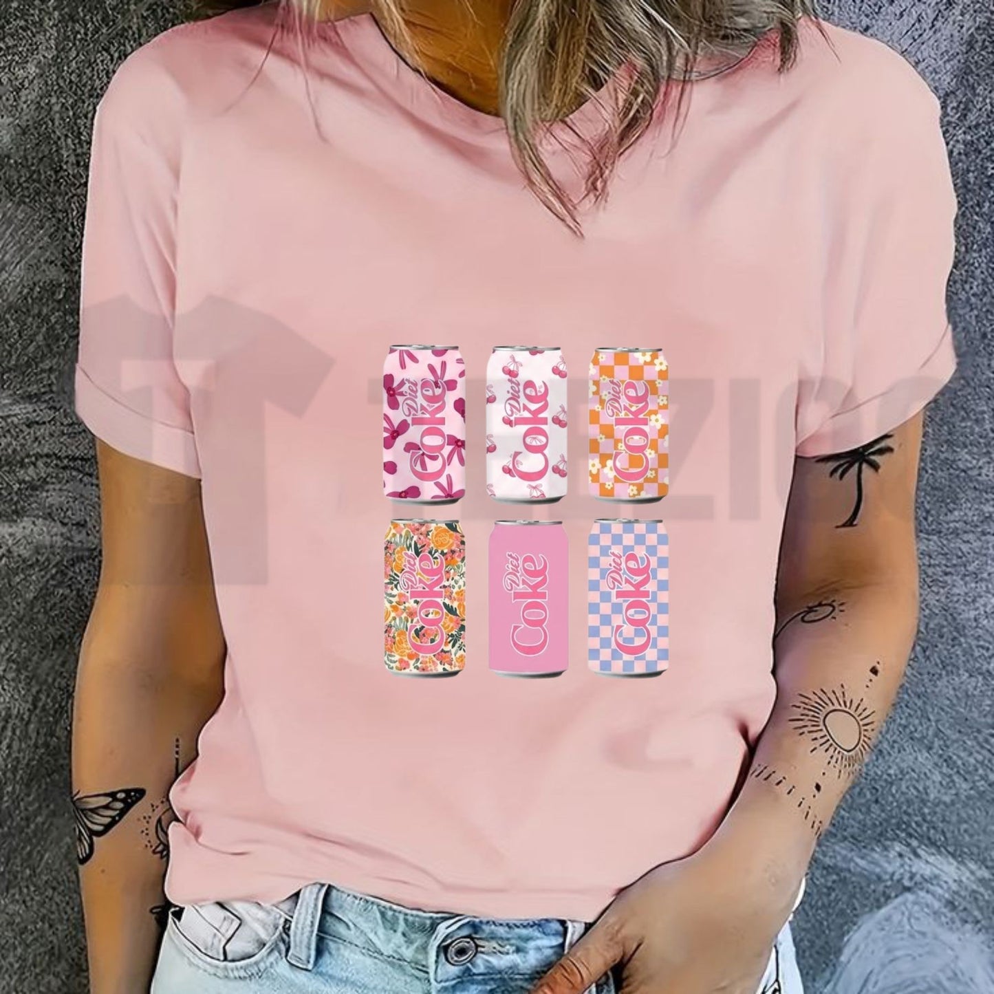Womens Diet Soda Graphic Top Retro Summer Casual T-Shirt