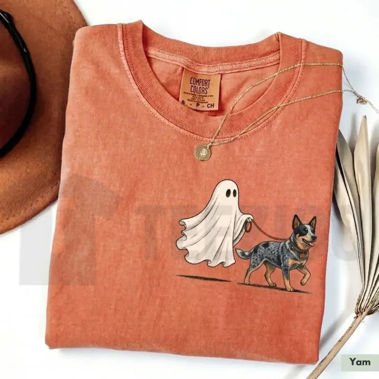 Custom Ghost Walking Dog Comfort Colors Shirt – Cute Halloween Pet Tee