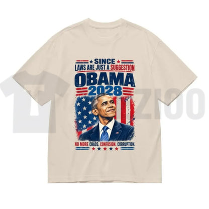 Retro Campaign Typography Top – Obama 2028 Bold Election Graphic Apparel
