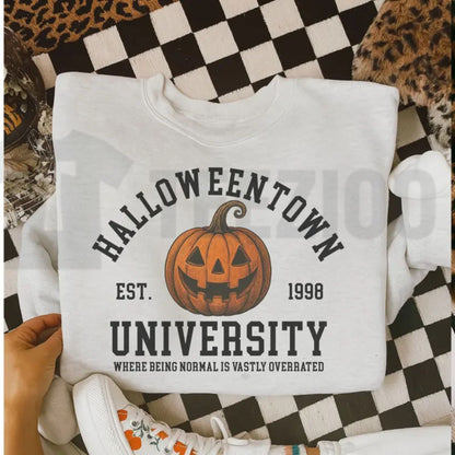 Spooky University Pumpkin Sweatshirt – Halloween College Graphic Crewneck, Vintage Fall Pumpkin Pullover