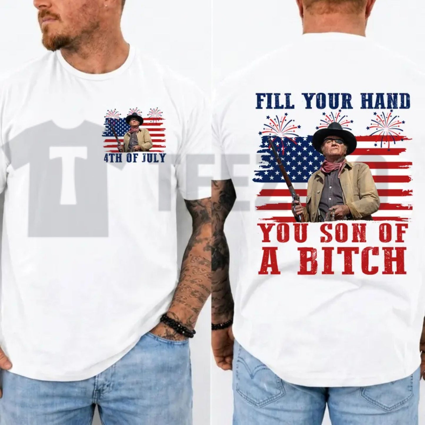John Wayne Rooster Cogburn Fill Your Hand Western Graphic T-Shirt