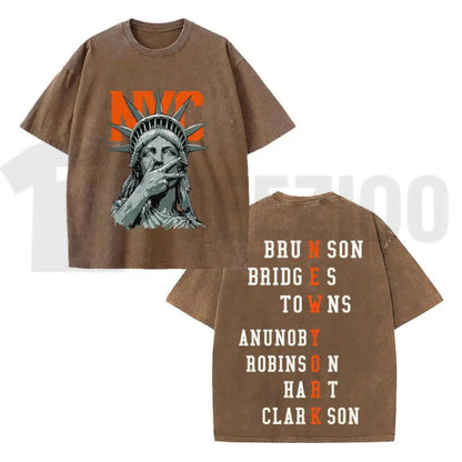 New York Vintage Basketball T-Shirt – 2-Sided Graphic Knicks Style Streetwear Tee