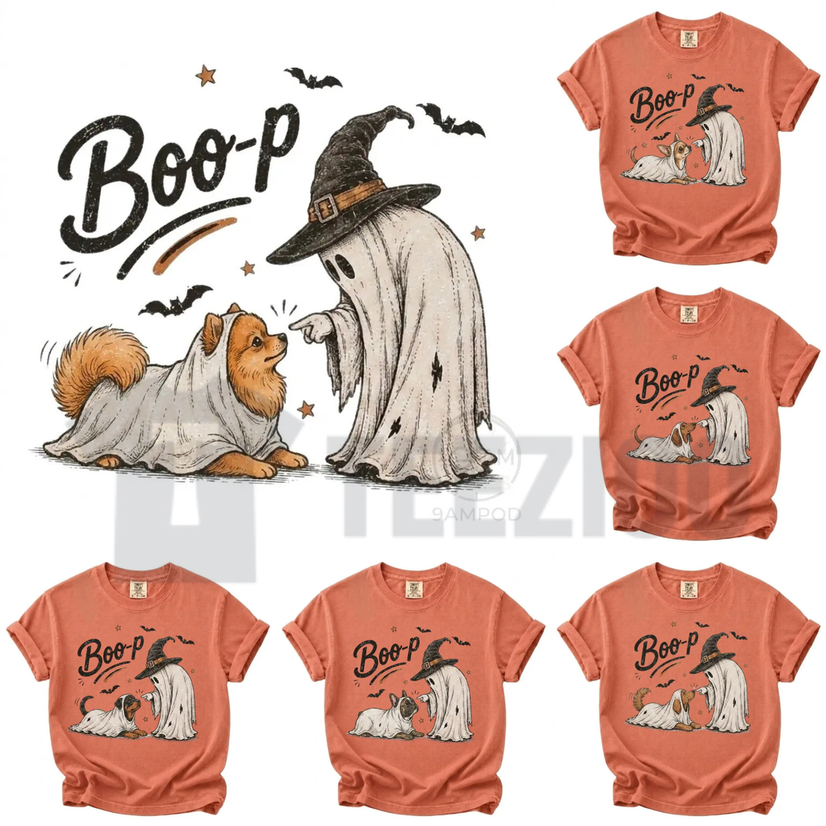 Comfort Colors® Boo-p Ghost Dog Shirt - Funny Halloween Dog Mom Graphic Tee