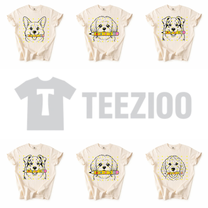 Dog Breeds Back-to-School T-Shirt - Retro First Day of School Pet Tee