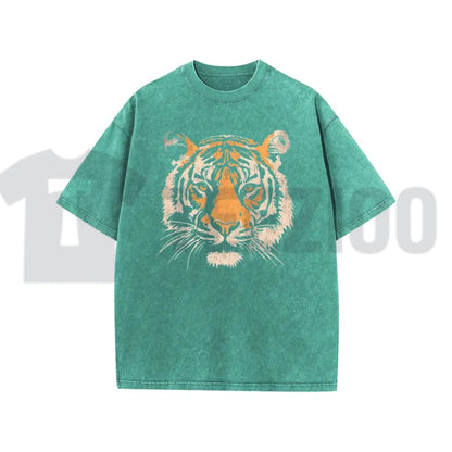 Vintage Tiger Graphic T-Shirt – Acid Washed Heavyweight Oversized Tee