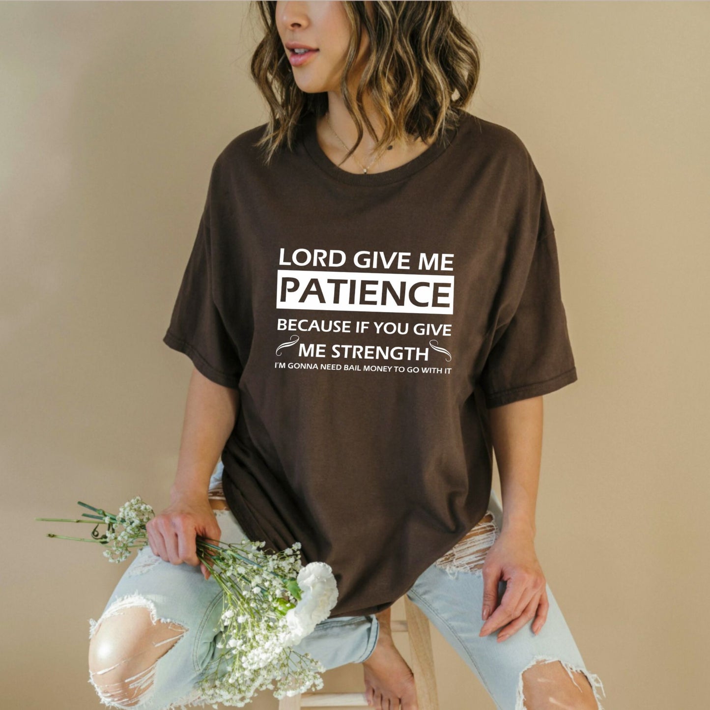 Lord Give Me Patience T-Shirt – Funny Sarcastic Religious Humor Graphic Tee, Unisex Cotton Shirt