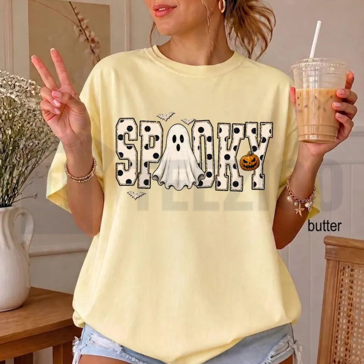 Retro Spooky Ghost Preppy Halloween Comfort Colors T-Shirt