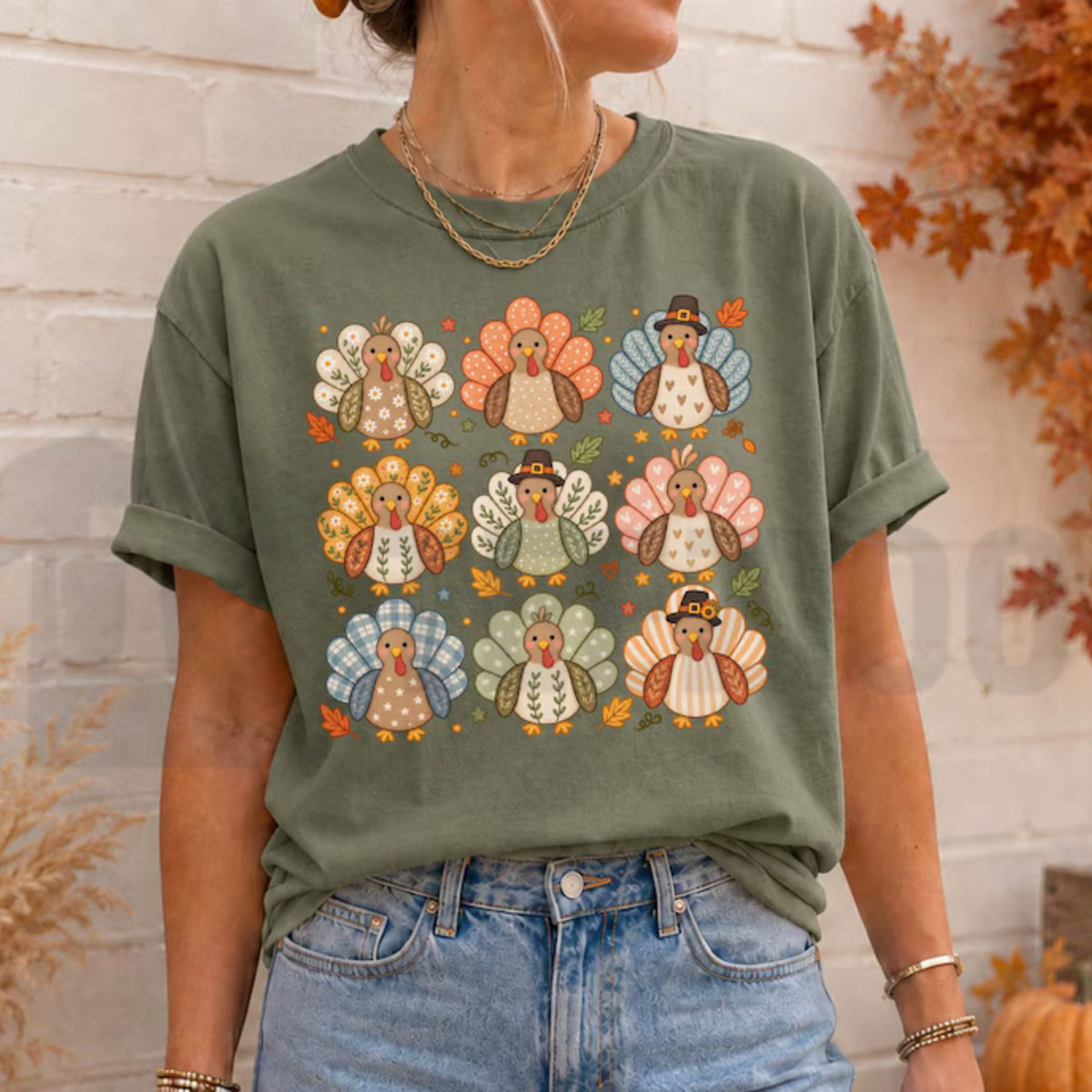 Retro Boho Turkey Preppy Thanksgiving Comfort Colors Shirt