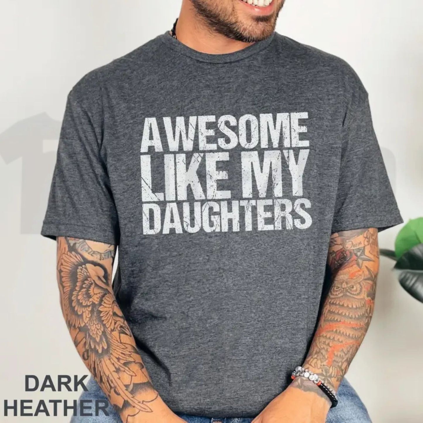 Funny Daughters Making Me Awesome Shirt – Bold Typography Girl Dad Graphic Tee
