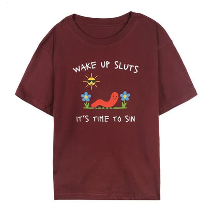 "Wake Up Slts" Funny Animal T-Shirt – Viral Meme Graphic Tee, Premium 100% Cotton Ironic Animal Top, Made in USA
