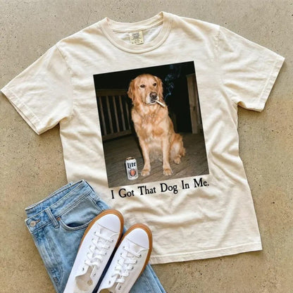 Comfort Colors® I Got That Dog In Me T-Shirt – Funny Golden Retriever Meme Graphic Tee, Unisex Cotton Shirt