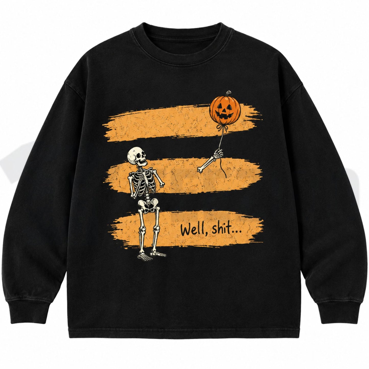 Well Shit Skeleton Sweatshirt – Funny Lost Balloon Halloween Graphic Crewneck
