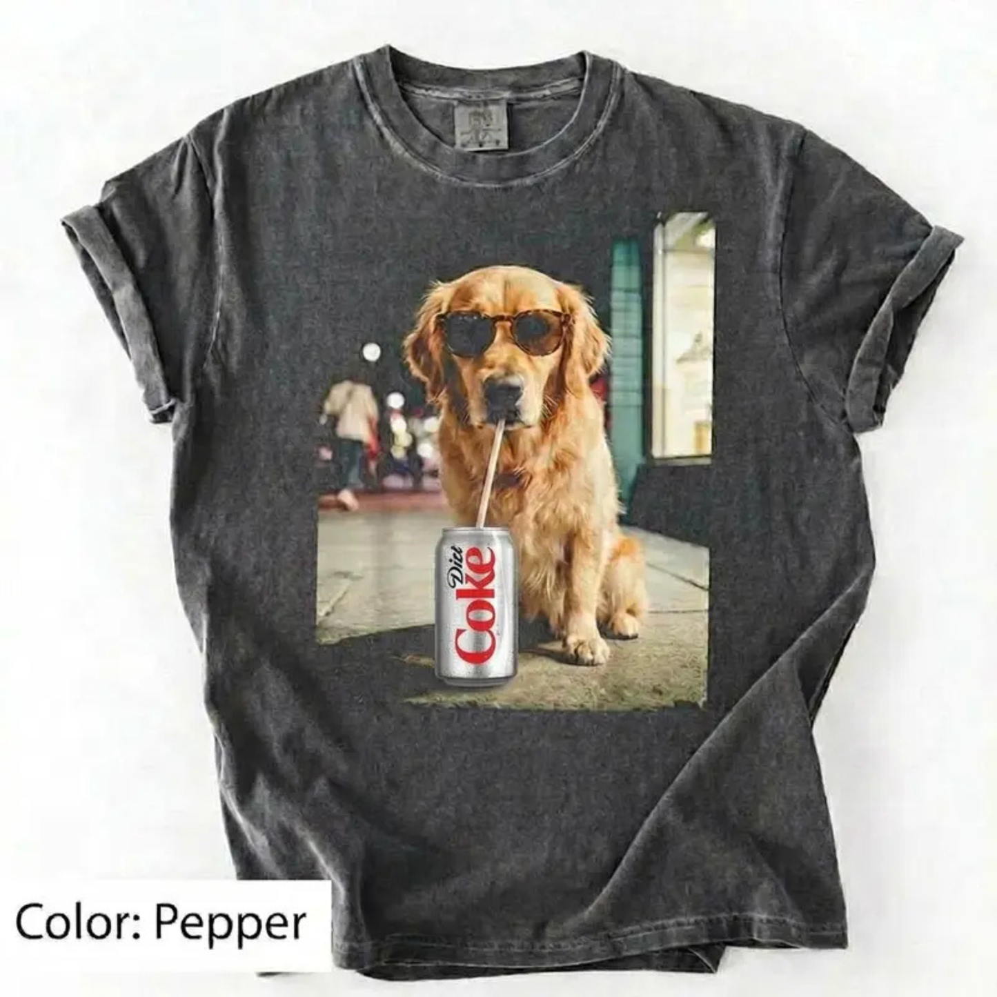 Dogs Drinking Diet Soda T-Shirt – Retro Golden Retriever Graphic Tee