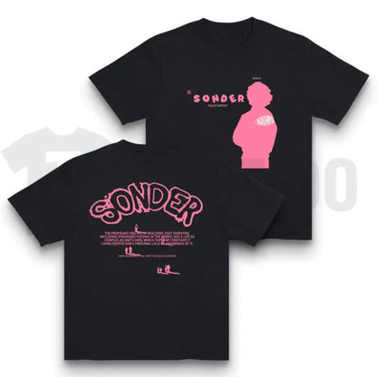 Bold Pink Sonder Lettering Rap Crewneck – Geometric Print Urban Streetwear