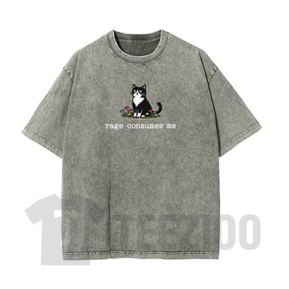 Vintage Washed "Rage" Cat Meme T-Shirt