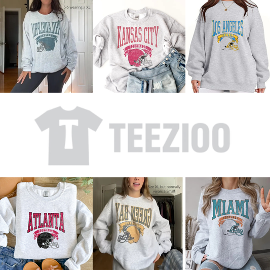 Football Sweatshirt - Retro Hometown Team Sports Crewneck Pullover