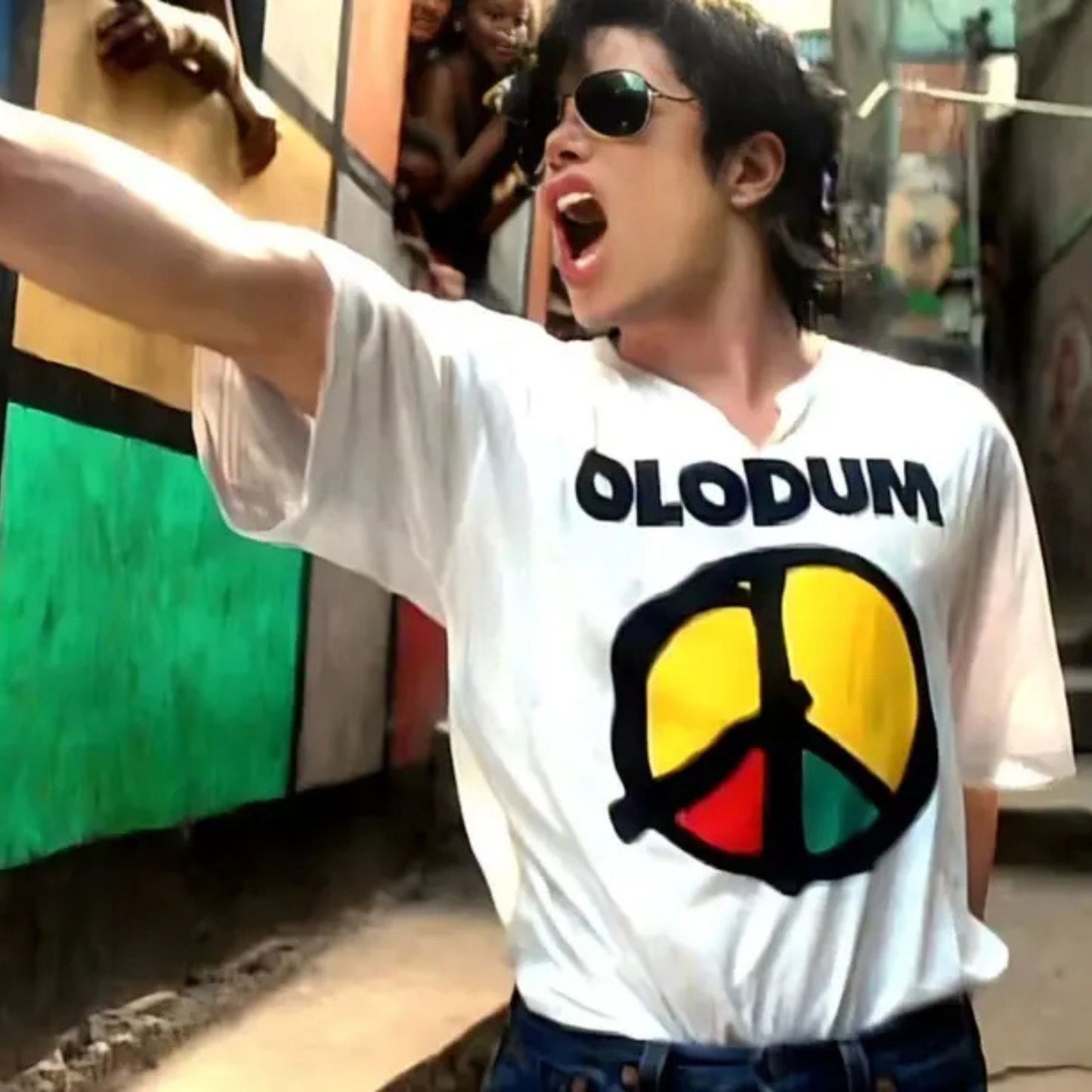 "Olodum Brazil Peace" Vintage Michael Jackson T-Shirt – Retro MJ Music Video Aesthetic Top, Cultural Heritage Graphic Tee